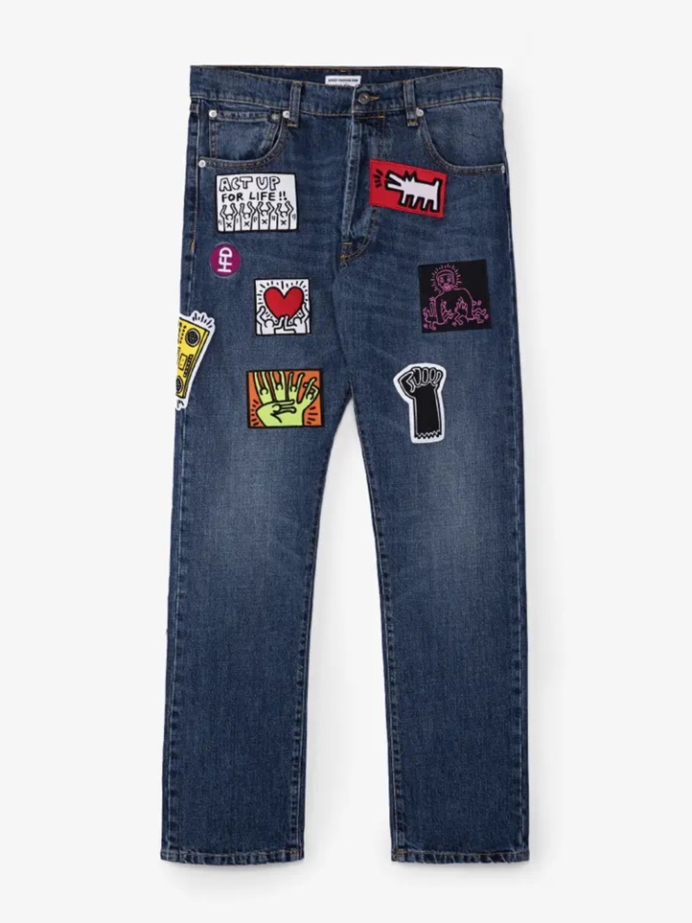 Honey Fucking Dijon Jeans x Keith Haring - Blue